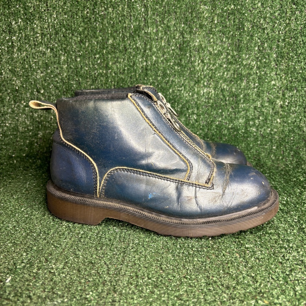 Dr. Martens 8235 Front Zip Made In England Grunge Punk Ankle Boots Blue Womens 7